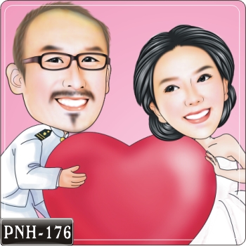 人像漫畫 捧心新郎新娘Q版畫 PNH-176